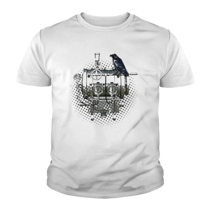 Steampunk Crow Of Mechanical Machines Youth T-shirt
