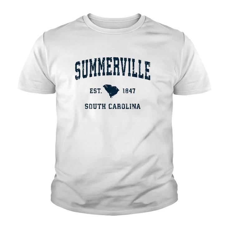 Summerville South Carolina Sc Vintage Sports Navy Print Pullover Youth T-shirt