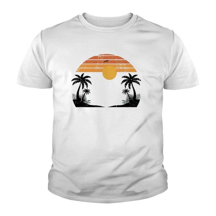 Sunshine Summer Vibes Palm Trees Beach Retro Tropical Summer Youth T-shirt