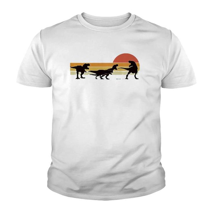 T-Rex Dinosaur Three Retro Sunset -Rex  Youth T-shirt