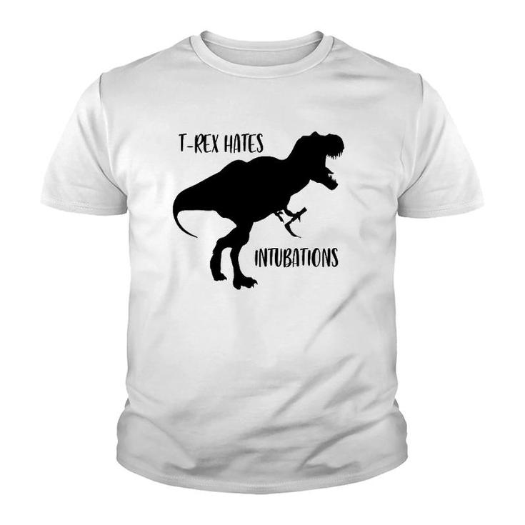 T Rex Hates Intubations Laryngoscopy Dinosaur Design Youth T-shirt
