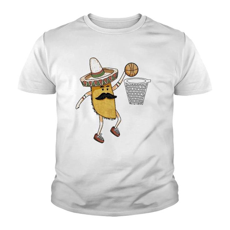Taco Basketball Slam Dunk Sports Funny Cinco De Mayo Youth T-shirt