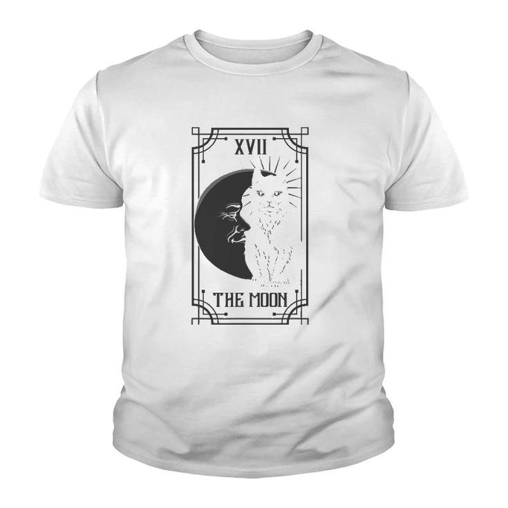 Tarot Card The Moon And The Cat Gothic Pagan Youth T-shirt
