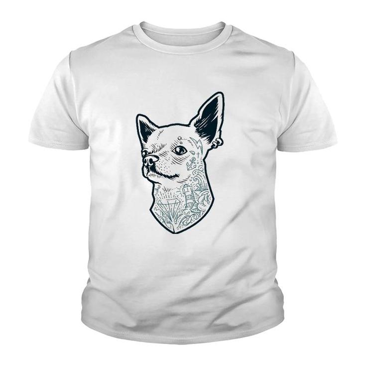 Tattooed Chihuahua  For Tattooed Rockers Punk Rock Dog Youth T-shirt