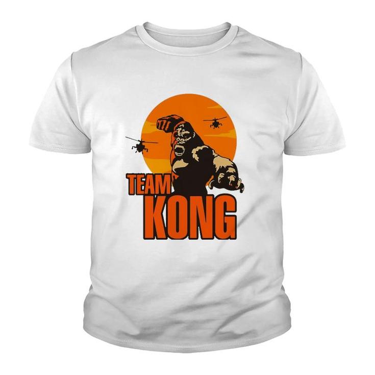 Team Kong Taking Over The City And Helicopters Sunset Youth T-shirt