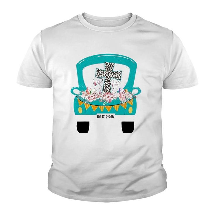 Th Cute Christian Cross Easter Truck Bunny Egg Costume Youth T-shirt