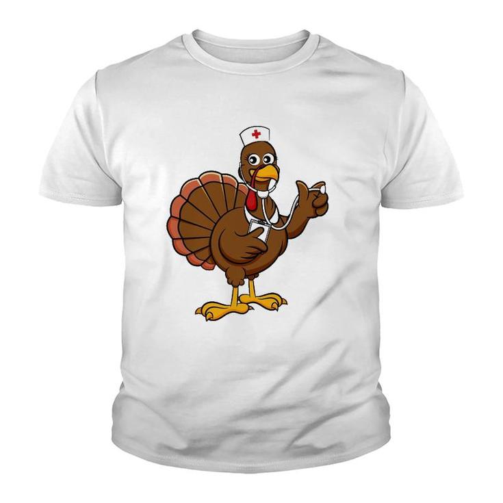 Thanksgiving Nurse Turkey Funny Feast Day Gift Youth T-shirt