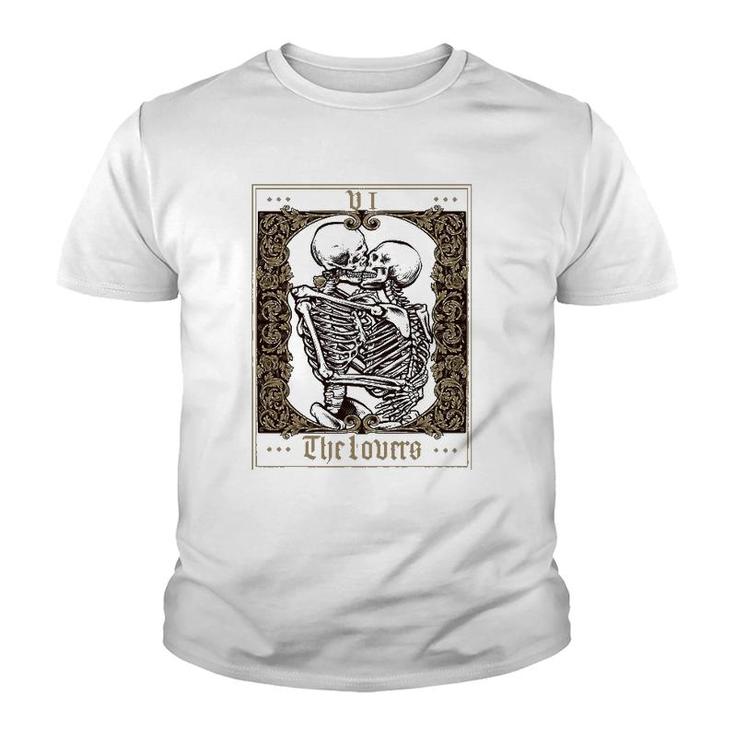 The Lovers Vintage Tarot Card Skeleton Youth T-shirt