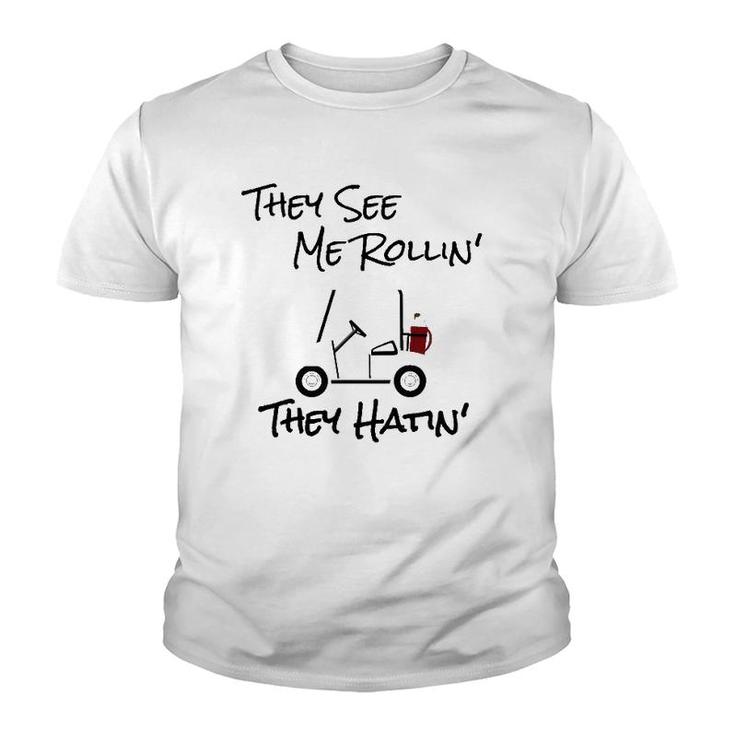 They See Me Rolling Golf Cart Youth T-shirt