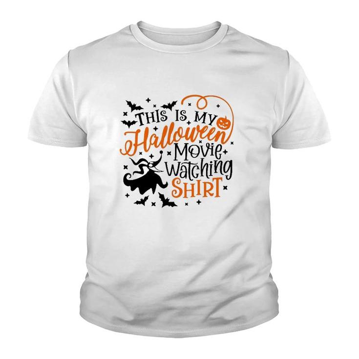 This Is My Halloween Movie Watching  Bats Witch Pumkin Youth T-shirt