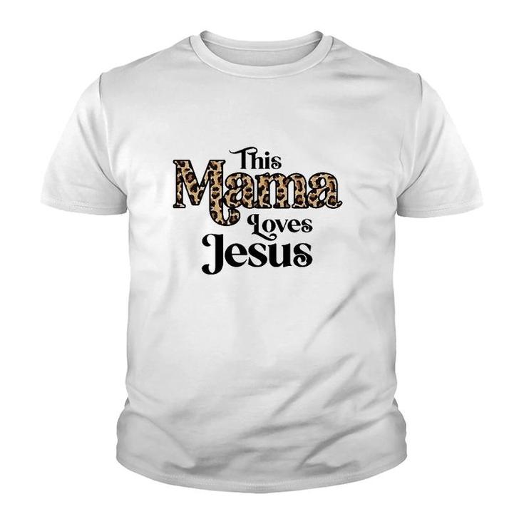 This Mama Loves Jesus Leopard Print Youth T-shirt
