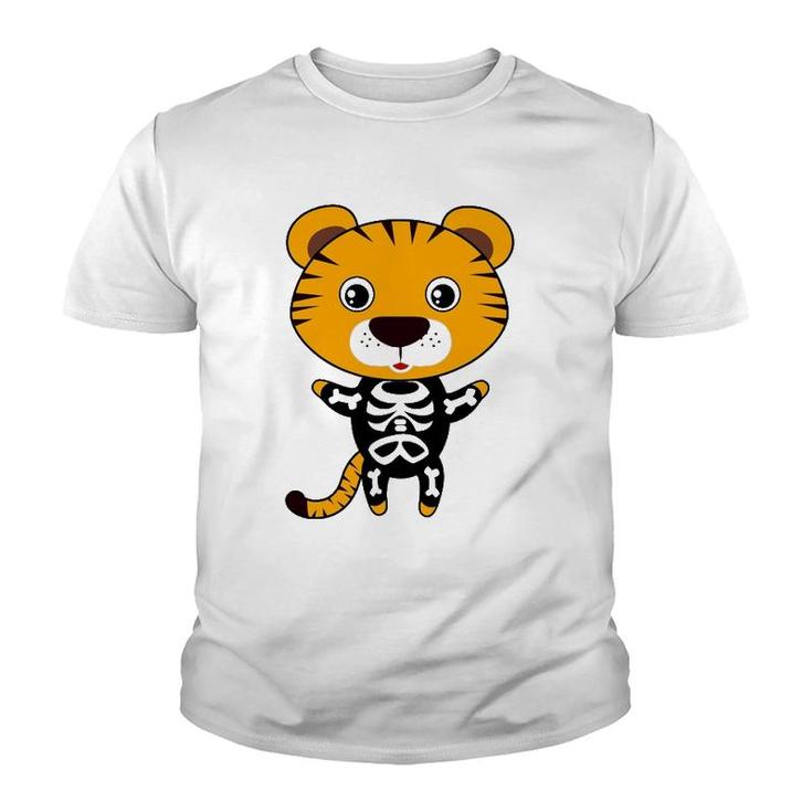 Tiger Skeleton Xray Costume Cute Easy Animal Halloween Gift Youth T-shirt