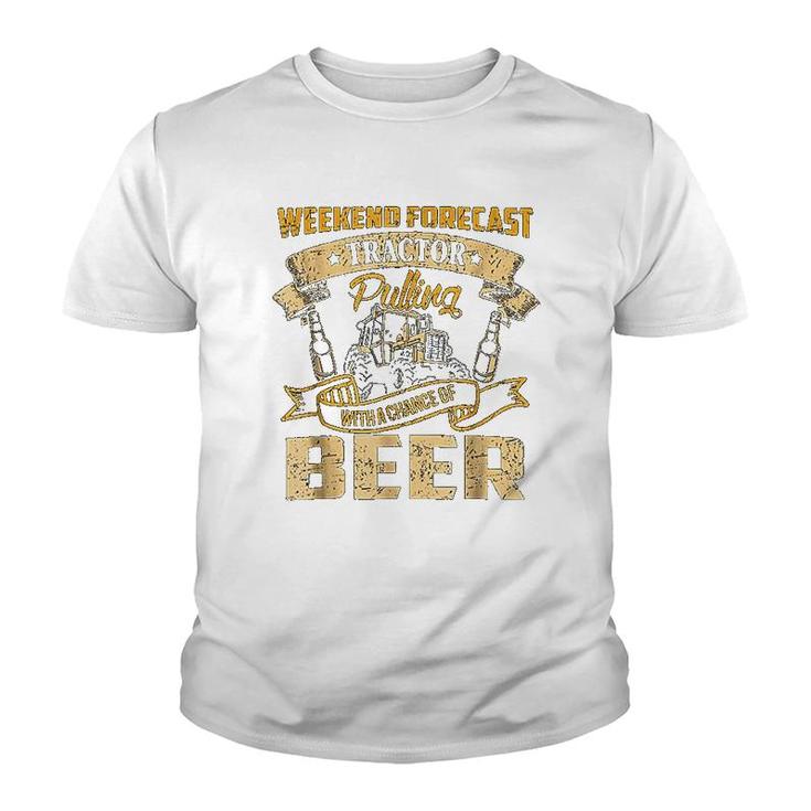 Tractor Pulling With A Chance Of Beer Youth T-shirt