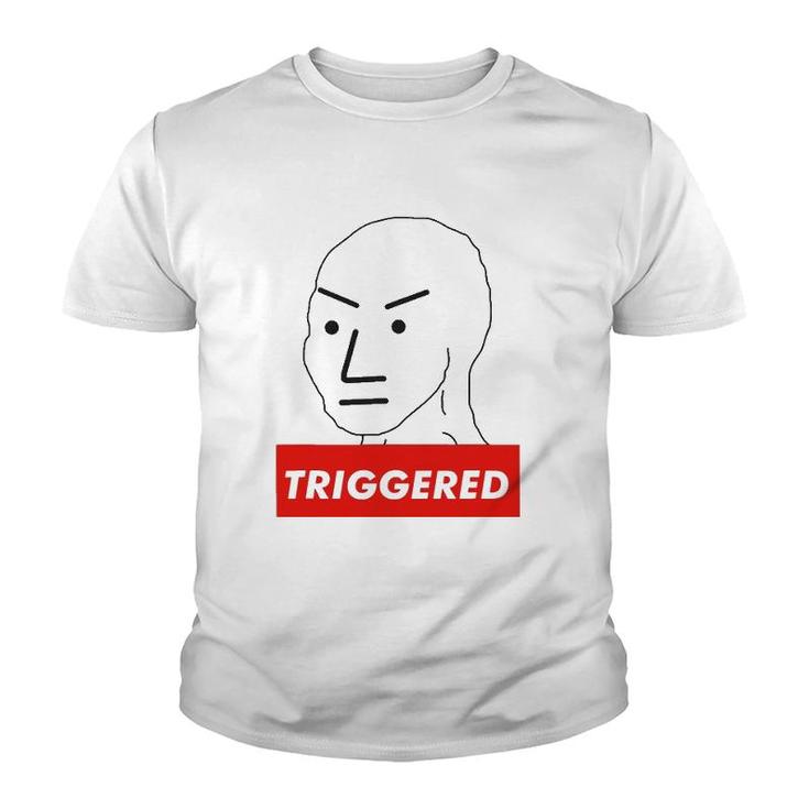 Triggered Npc Non Playable Character Sjw Wojak Meme Youth T-shirt