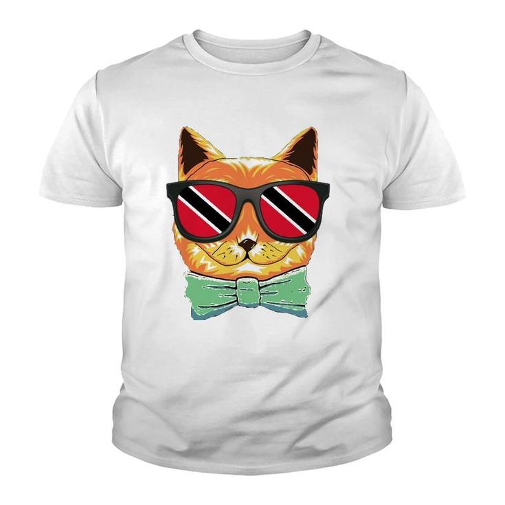 Trinidad And Tobago Flag Trinidad And Tobago Cat Sunglasses Youth T-shirt