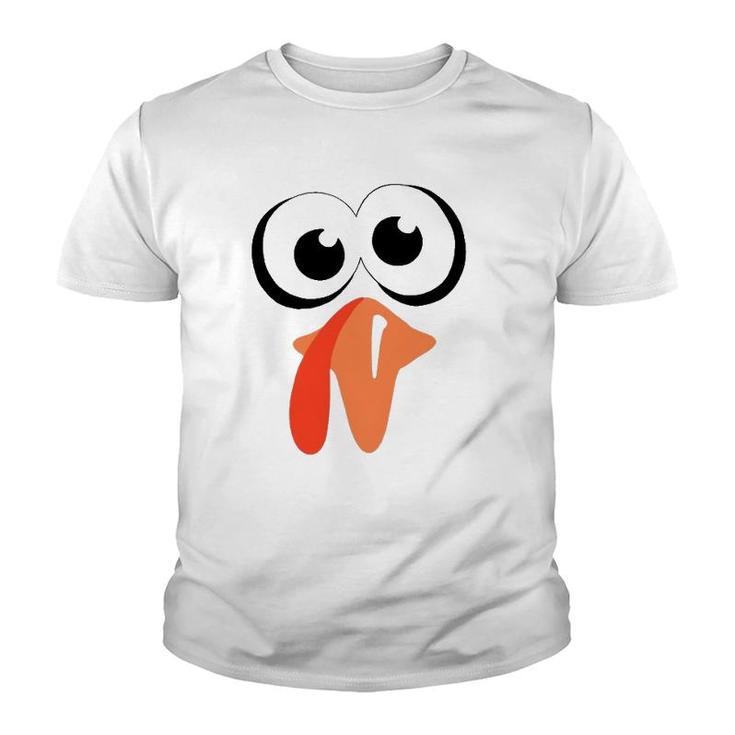 Turkey Face Thanksgiving Costume Silly Family Pilgrim Youth T-shirt
