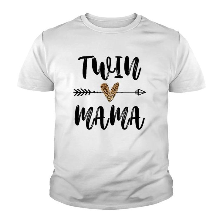 Twin Mama Mother's Day Funny Leopard New Mom Of Twins Youth T-shirt