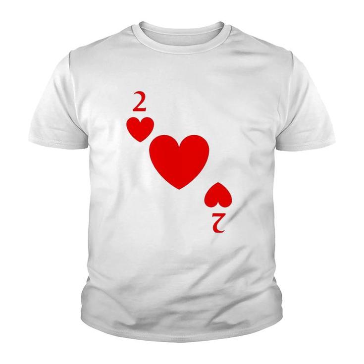 Two Of Hearts Costume Halloween Deck Of Cards Youth T-shirt