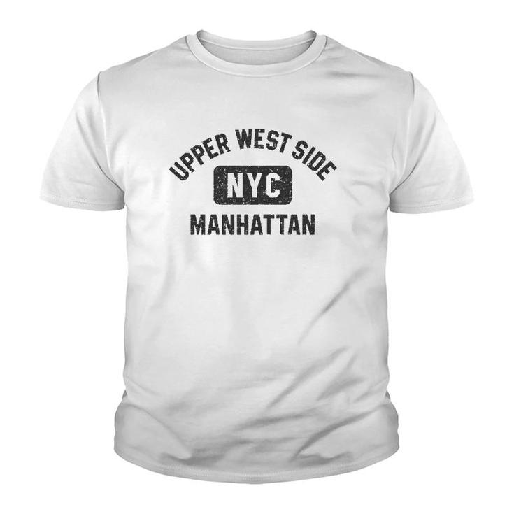 Upper West Side Nyc Gym Style Black W Distressed Black Print  Youth T-shirt