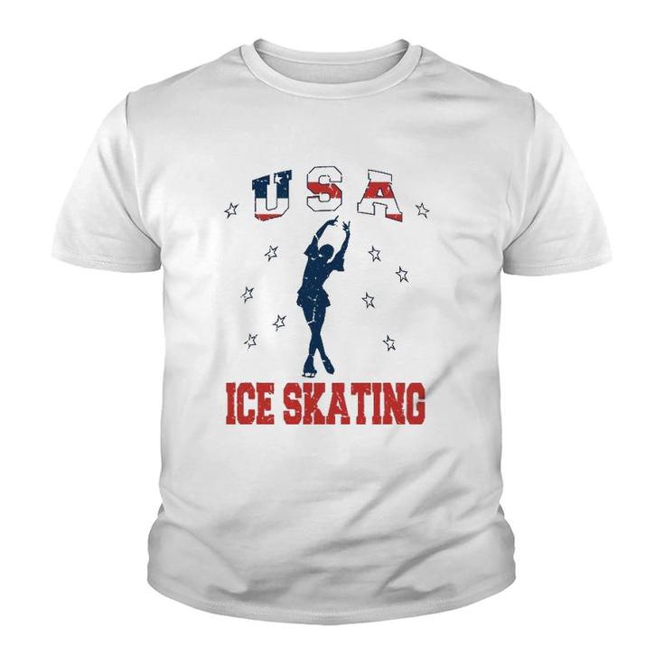 Usa Ice Skating Dance Support Youth T-shirt