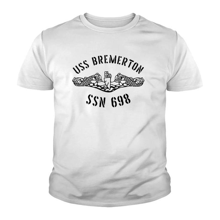 Uss Bremerton Ssn 698 Attack Submarine Badge Vintage  Youth T-shirt