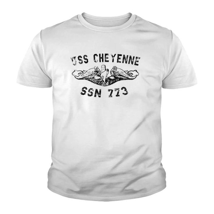 Uss Cheyenne Ssn 773 Attack Submarine Badge Vintage Youth T-shirt