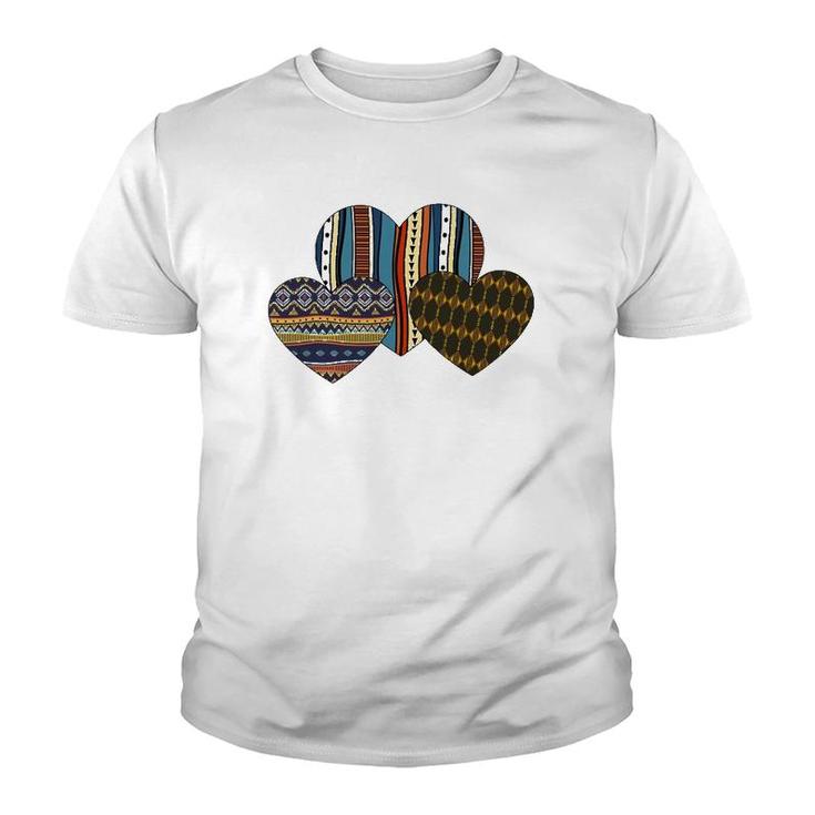 Valentine Three Hearts African American Valentine's Day Youth T-shirt