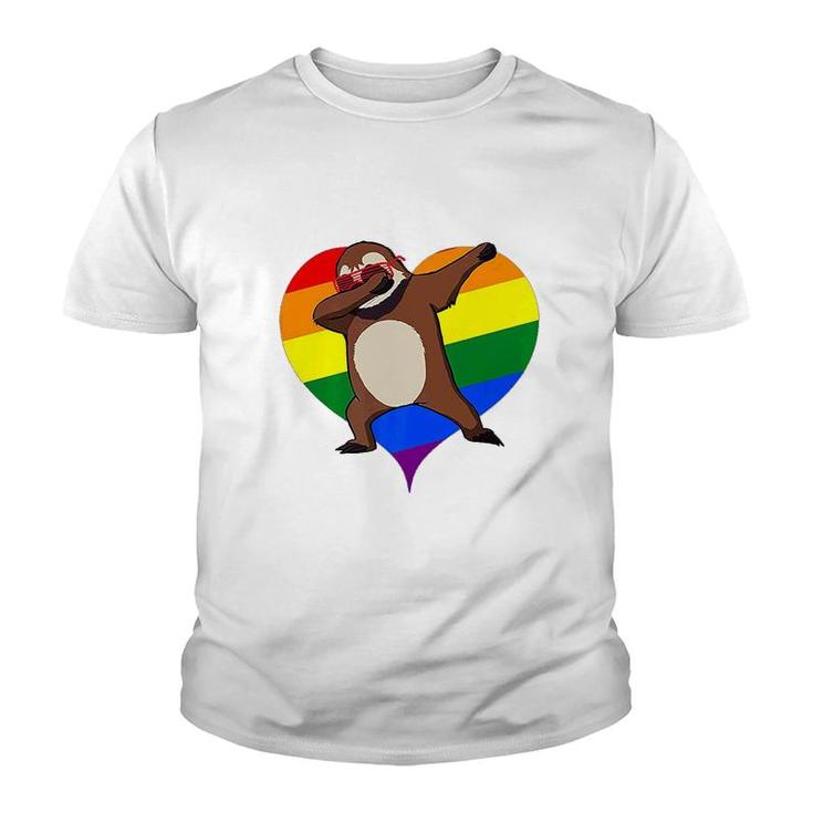 Valentines Day Dabbing Sloth Lgbt Gay Youth T-shirt
