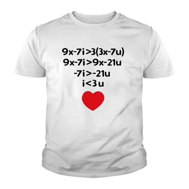 Valentine's Day Math Equation For I Love You Heart Youth T-shirt