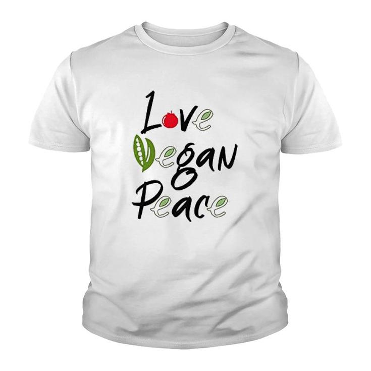 Vegan Power Love Vegan Peace Youth T-shirt