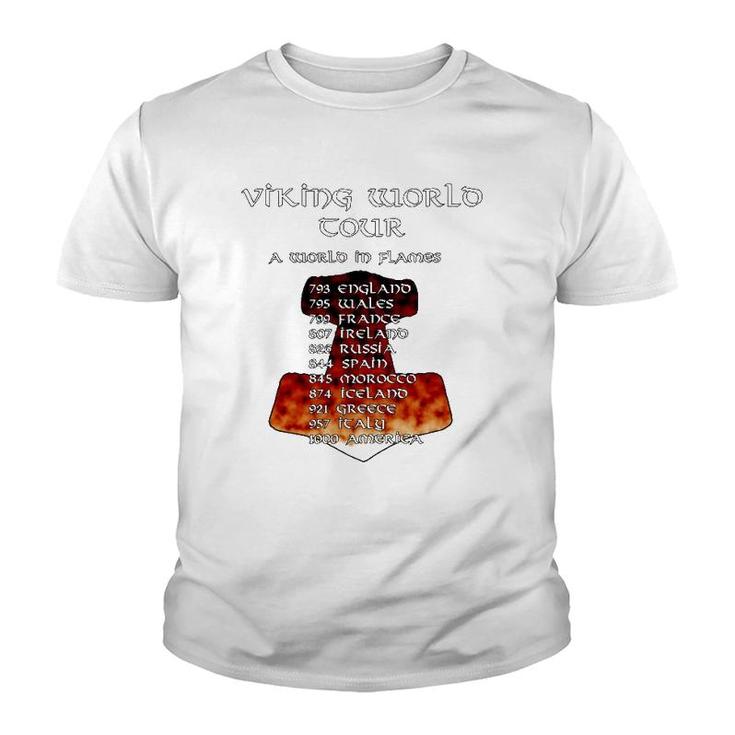 Viking World Tour  Funny Pagan Back Print Youth T-shirt