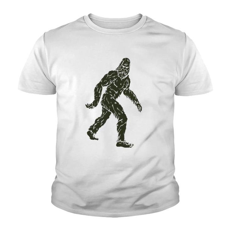 Vintage Bigfoot Subtle Military Camo Walking Sasquatch Retro Youth T-shirt
