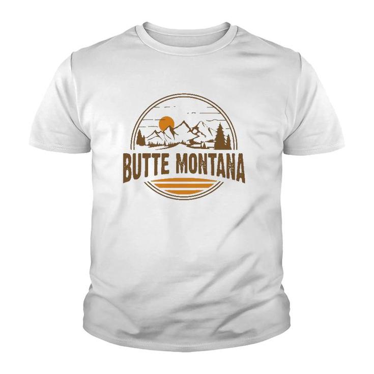 Vintage Butte Montana Mountain Hiking Souvenir Print  Youth T-shirt