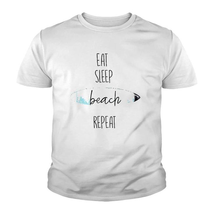 Vintage Eat Sleep Beach Repeat For Surf Lovers Youth T-shirt
