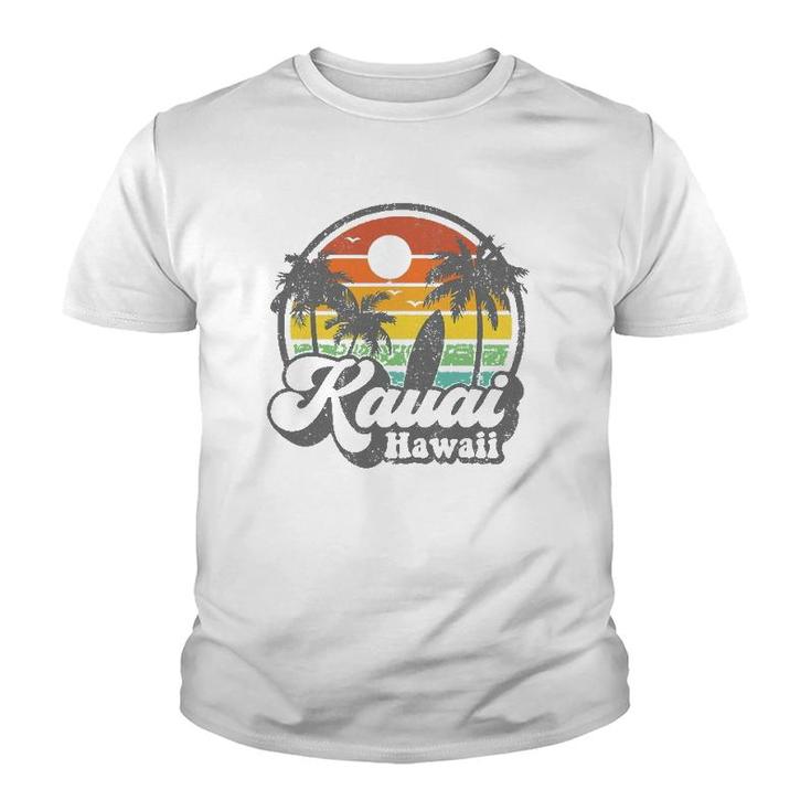 Vintage Kauai Beach Hawaii Surf Hawaiian Surfing 70'S Gift Youth T-shirt