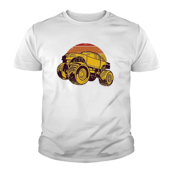Vintage Monster Truck Retro Sunset Vintage Distressed Design Youth T-shirt