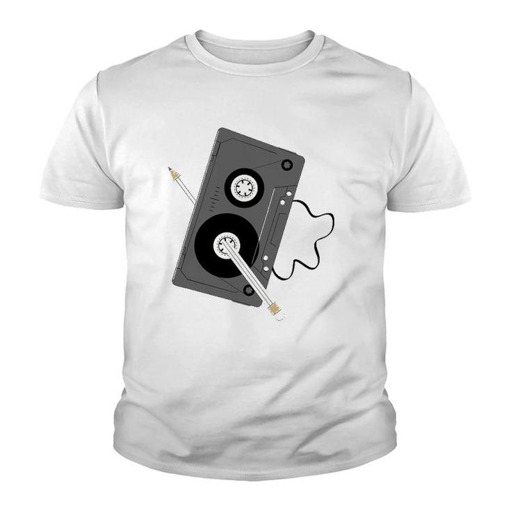 Vintage Music 80S 90S A Cassette Tape With Pencil Winding Up Youth T-shirt