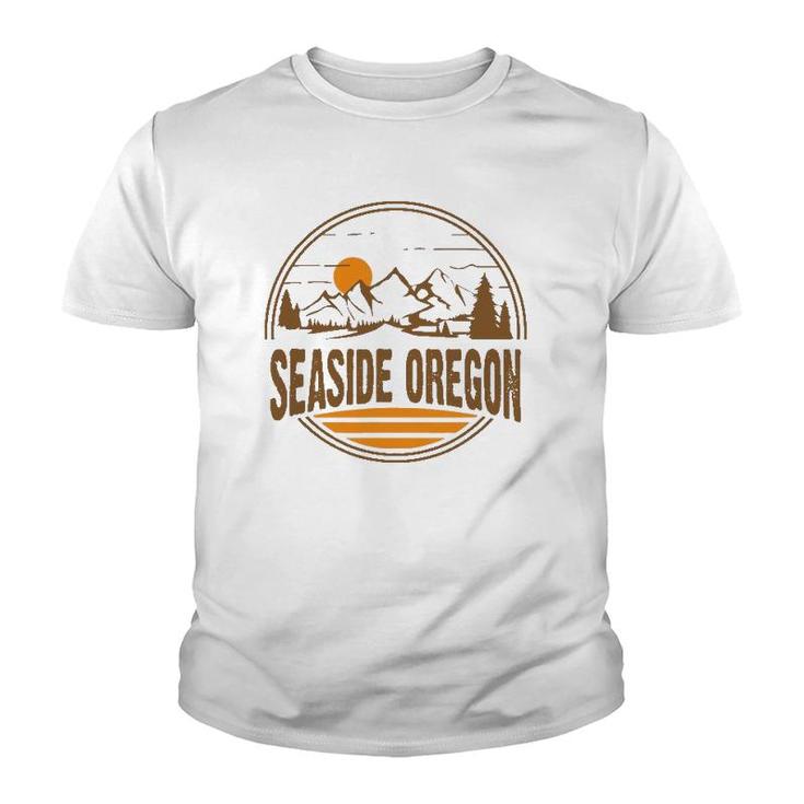 Vintage Seaside, Oregon Mountain Hiking Souvenir Print Youth T-shirt