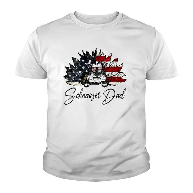 Vintage Usa Best Schnauzer Dad Ever American Flag Youth T-shirt