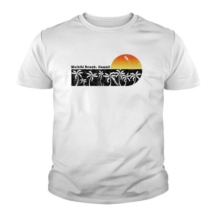 Waikiki Beach Hawaii Vintage Sunset Beach Youth T-shirt