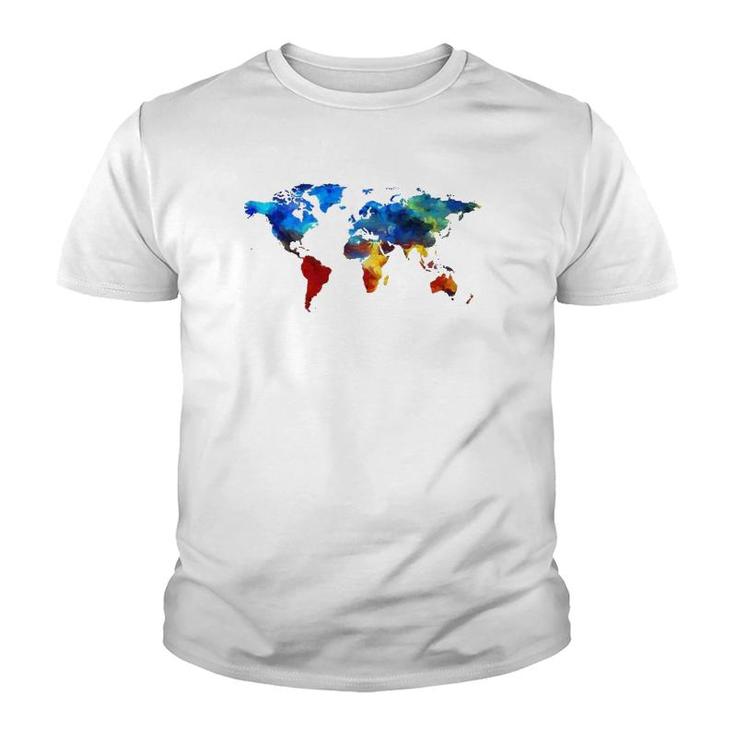 Watercolor World Map For People Who Love The World Youth T-shirt