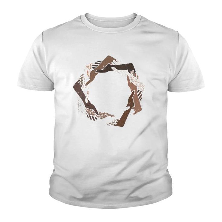 We Are One Human Family Nine Pointed Star - Baha'i Clothing V-Neck Youth T-shirt