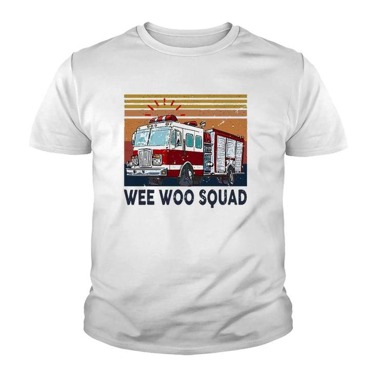 Wee Woo Squad Fire Truck Firefighter Vintage Youth T-shirt