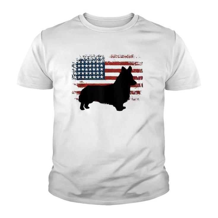 Welsh Corgi American Flag 4Th Of July Dog Patriotic  Youth T-shirt