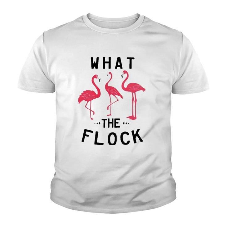 What The Flock Funny Pink Flamingo Beach Puns Gift  Youth T-shirt
