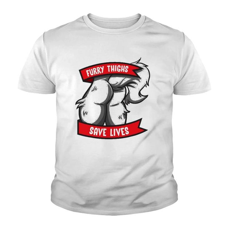 Wolf Furry Thighs Save Lives Proud Furry Pride Fandom Youth T-shirt