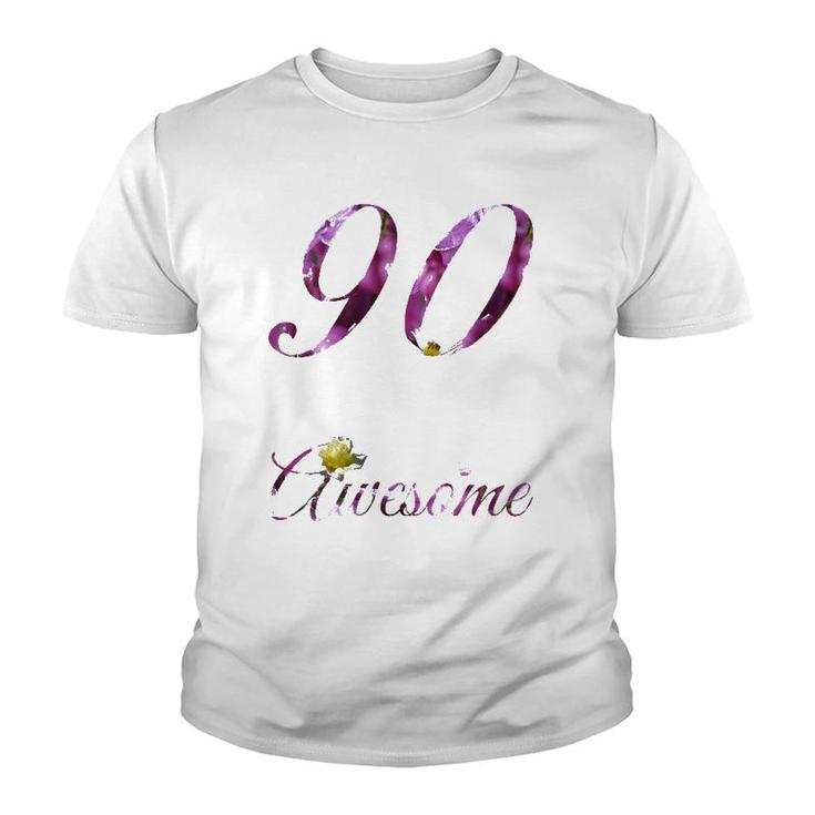 Womens 90 Years Old Awesome Floral 1932 90Th Birthday Gift Youth T-shirt