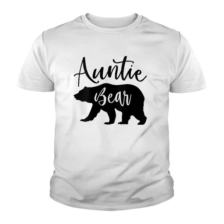 Womens Auntie Bear Mother's Day Gift V-Neck Youth T-shirt