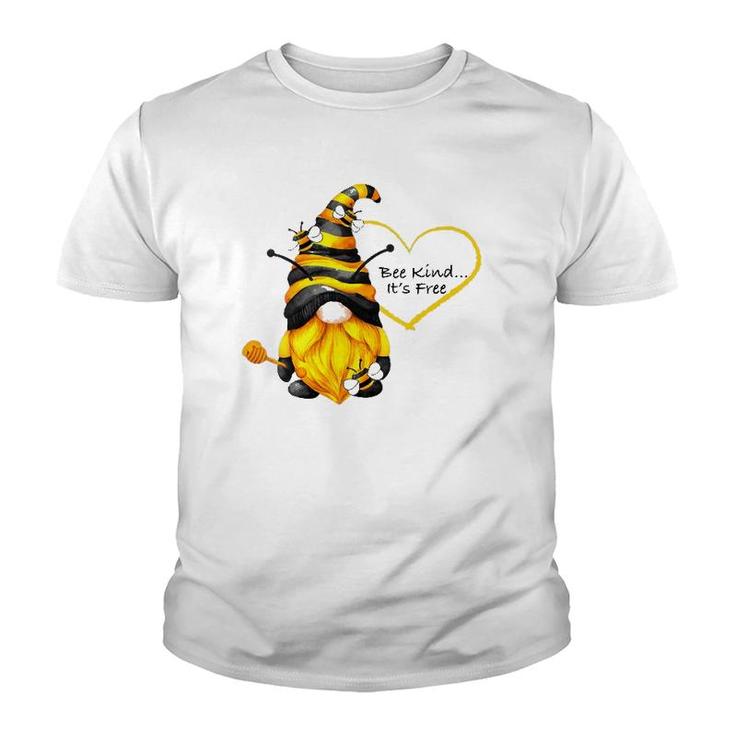 Womens Bee Kind Inspirational Gnome Youth T-shirt