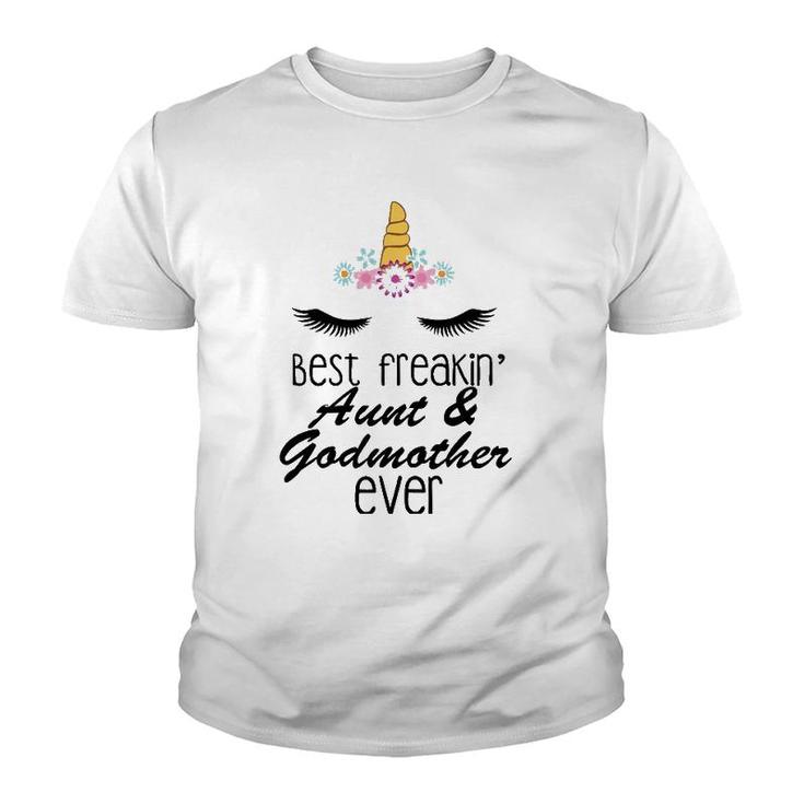 Womens Best Freakin' Aunt And Godmother Ever Unicorn Youth T-shirt
